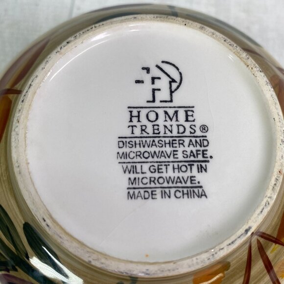 Home Trends SHADOWWOOD Tan Stoneware Leaves Flowers Large All Purpose Bowl Set 2 - Picture 9 of 16